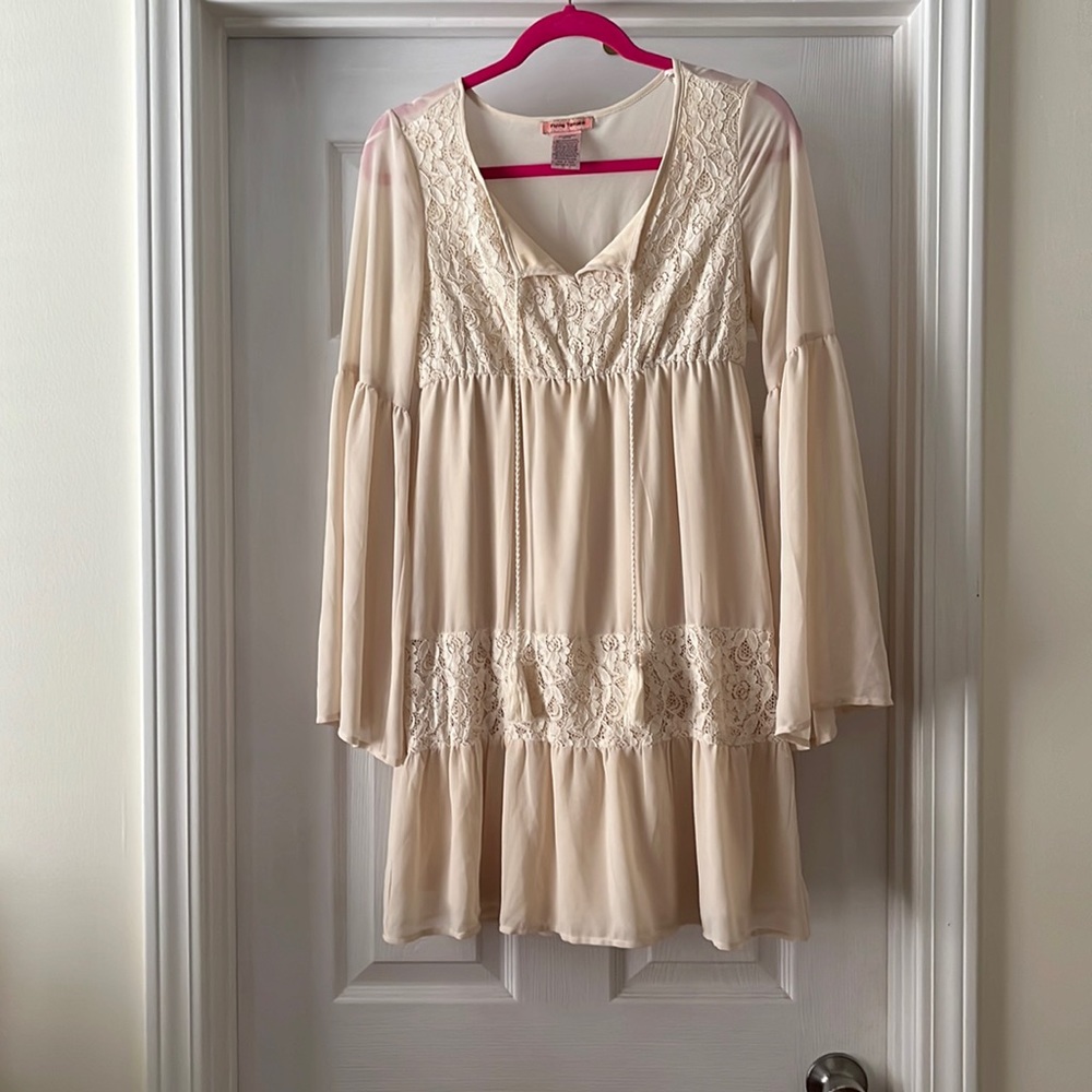 cream and lace knee length dress